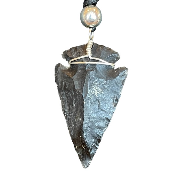 Genuine Flint Carved Arrowhead Necklace Artisan Native Southwestern Feather - Picture 3 of 6